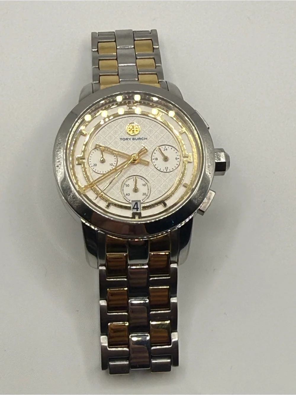 Tory Burch Two-Tone Silver and Gold Chronograph Bracelet Watch 32mm